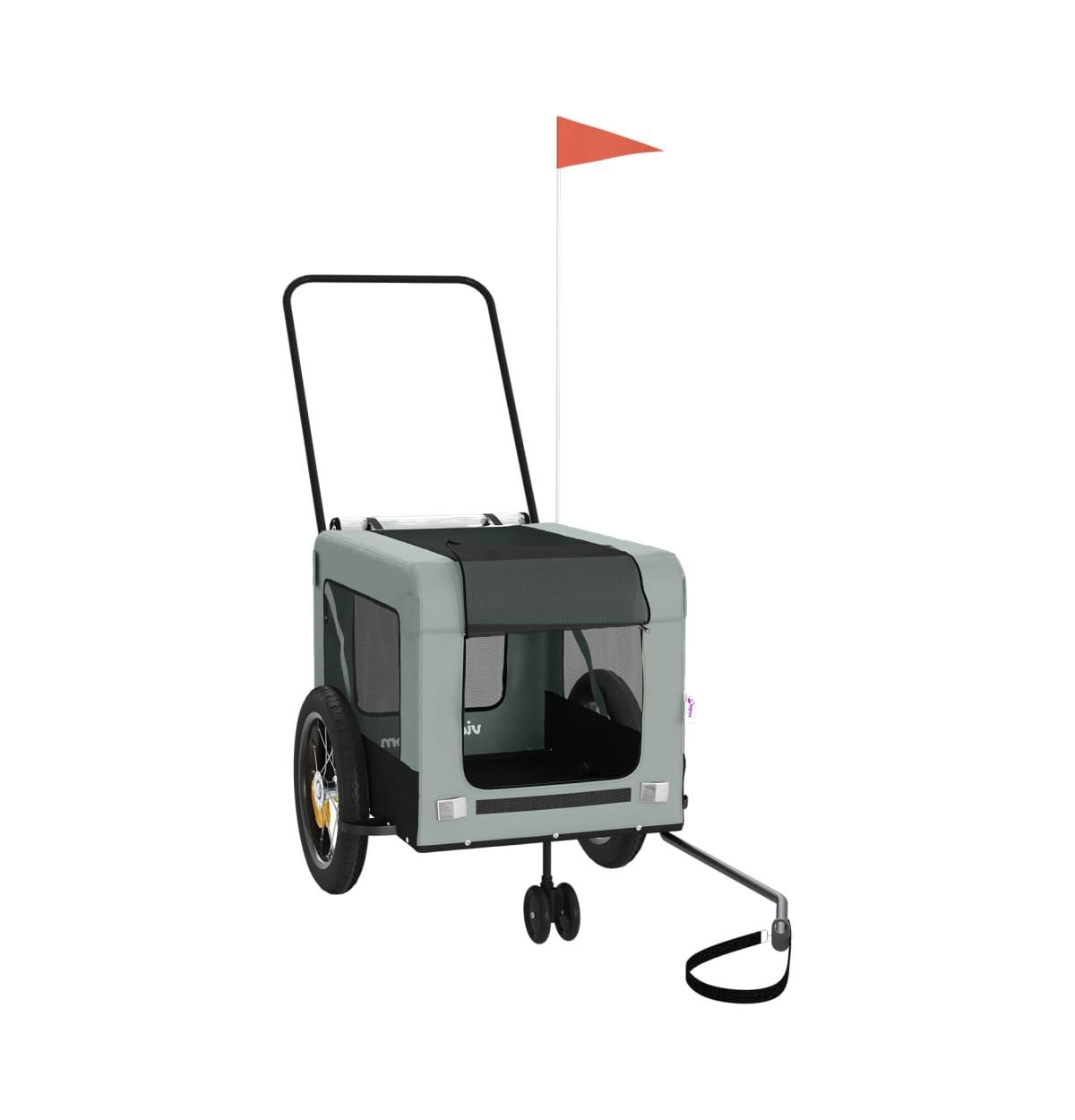 vidaXL Pet Bike Trailerand Black Oxford Fabric and Iron - Gray