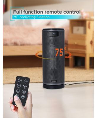 Ceramic Oscillating Tower Heater with Remote Control, Space Heater with Digital LED Display, Black