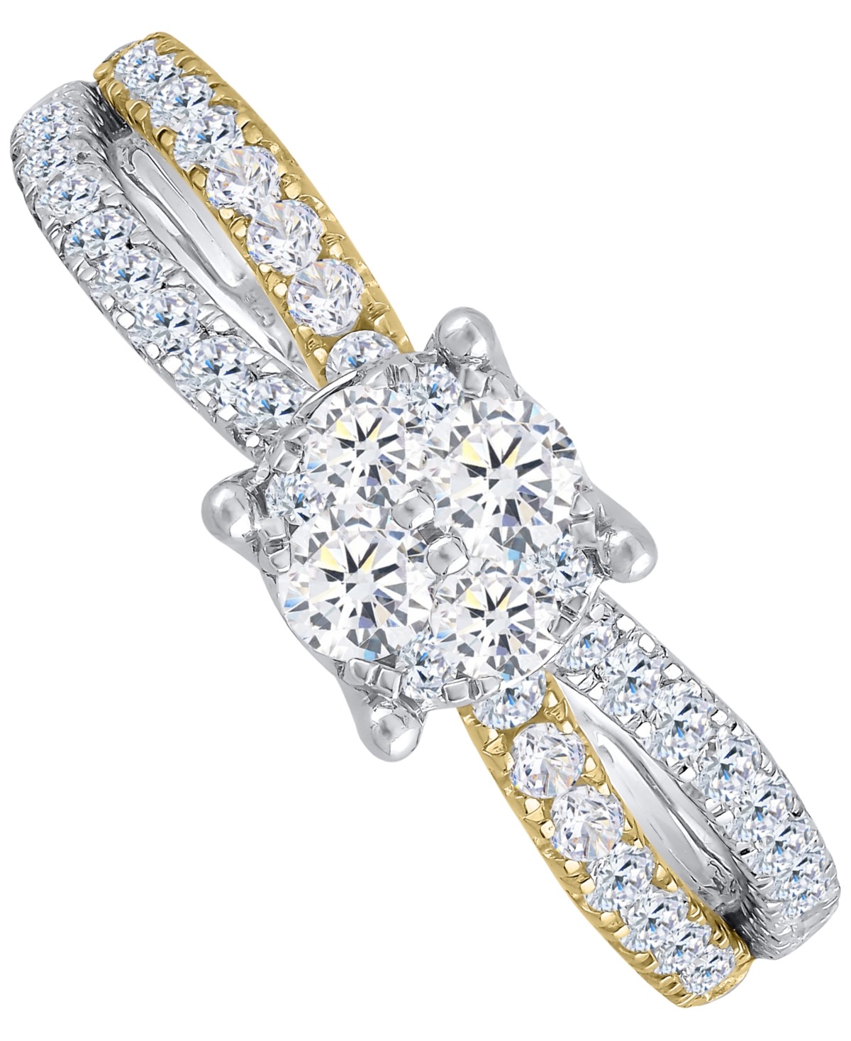 Macy's Diamond Split Shank Engagement Ring (3/4 Ct. T.w.) In 14k Two-tone Gold In Two Tone