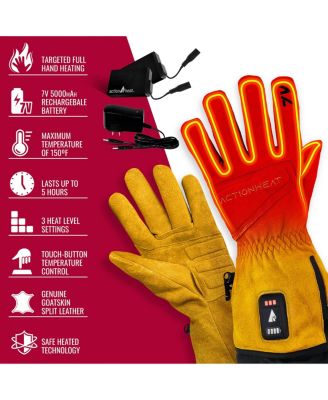 Men's 7V Rugged Leather Heated Work Gloves - Unisex