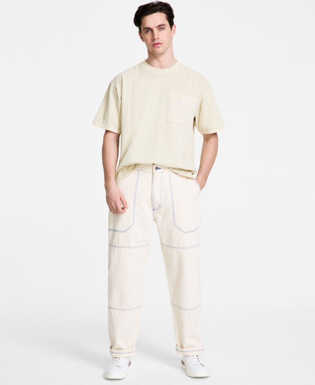 Hugo Boss Men's Naimos Relaxed Fit Short Sleeve Pocket T-shirt In Medium Beige