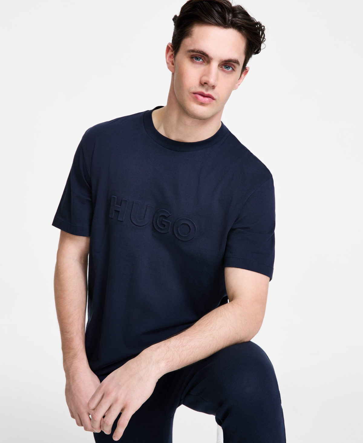 Hugo Boss Hugo By  Men's Relaxed-fit Detori Logo T-shirt In Navy