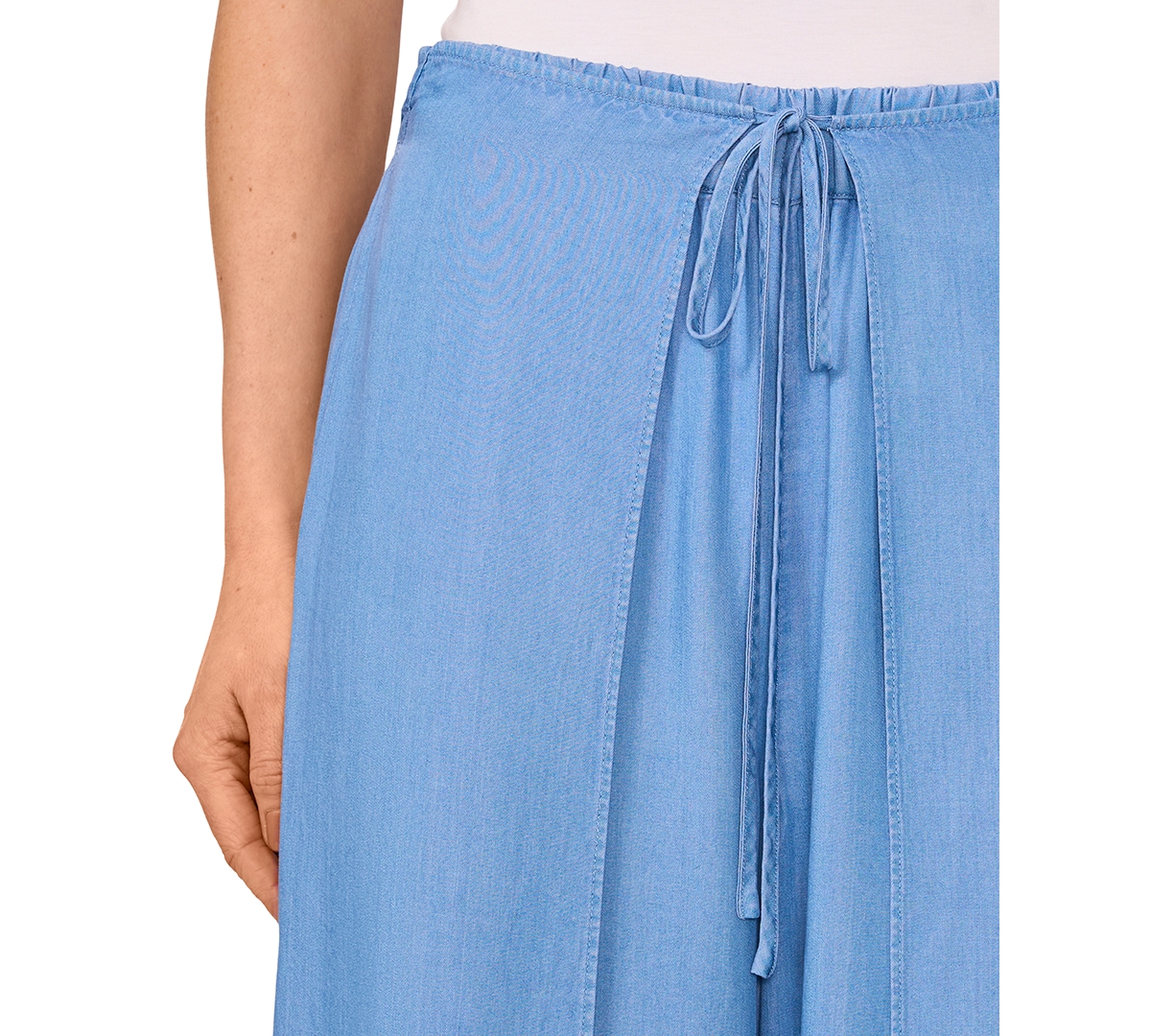 Shop Cece Women's Overlap Tie Front Wide Leg Soft Pants In Blue Jay