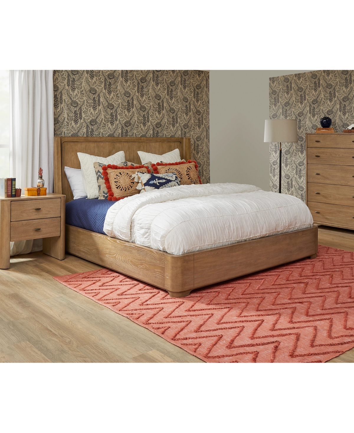 Macy's Nordic 3 Pc. Queen Upholstered Storage Set (bed, Chest & Nightstand) In Brown