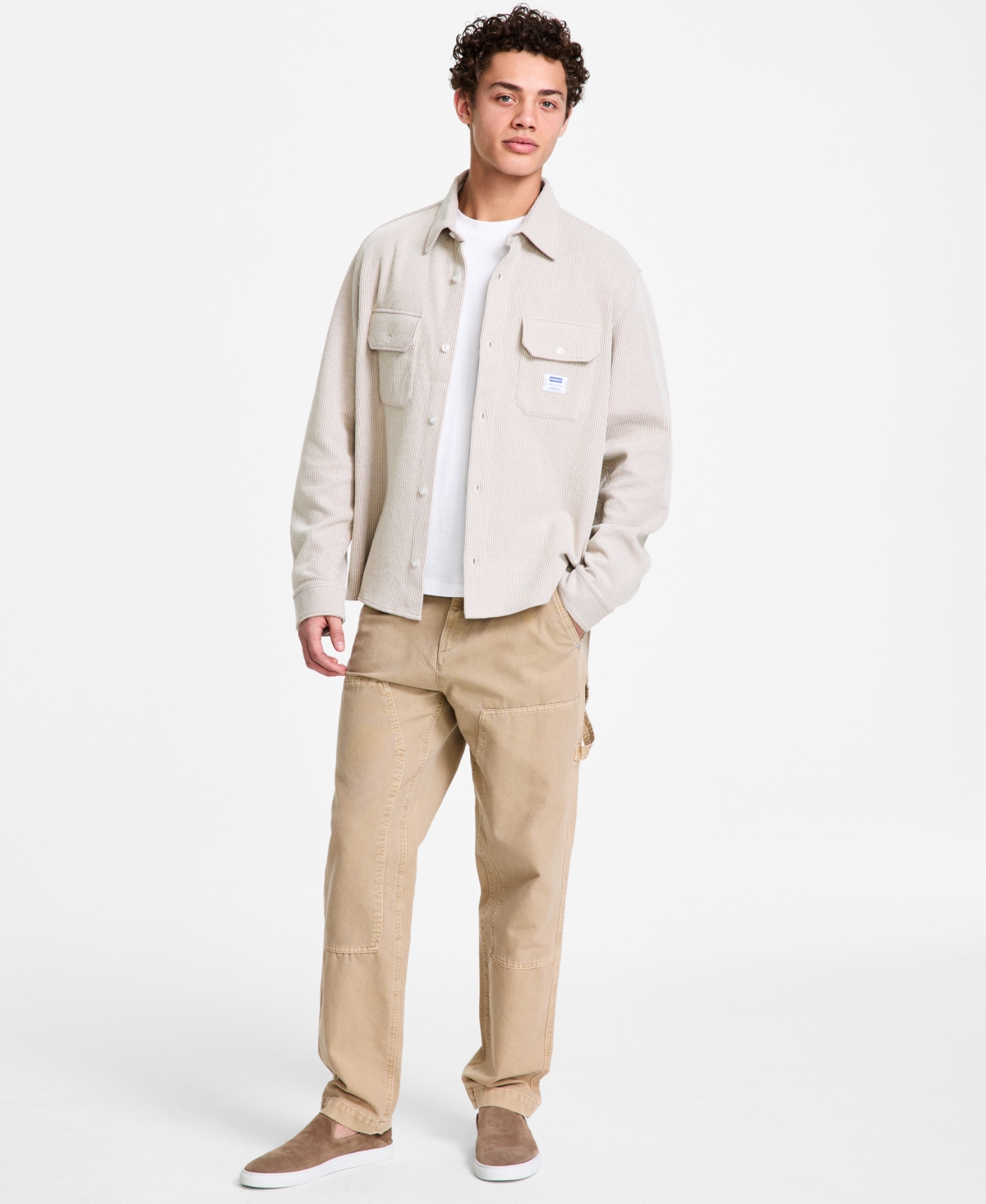 Hugo Boss Hugo By  Men's Oversized-fit Ekynone Overshirt In Open White