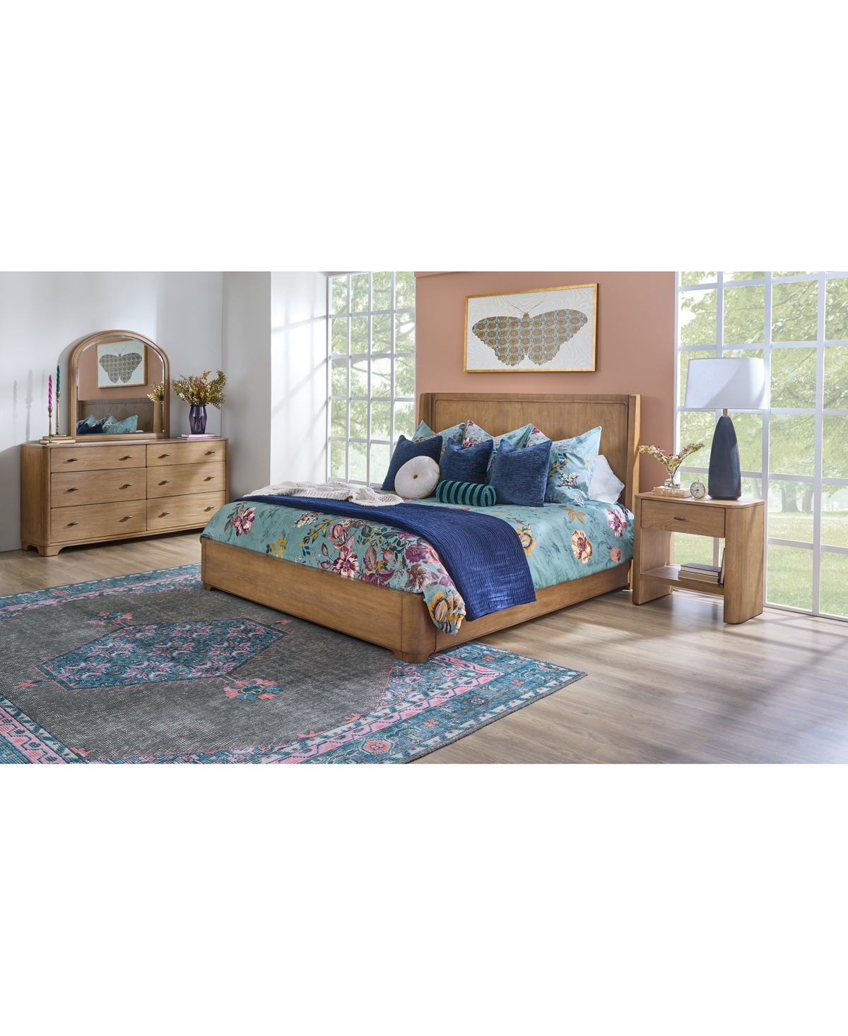 Macy's Nordic 3 Pc. King Panel Set (bed, Dresser & Open Nightstand) In Brown
