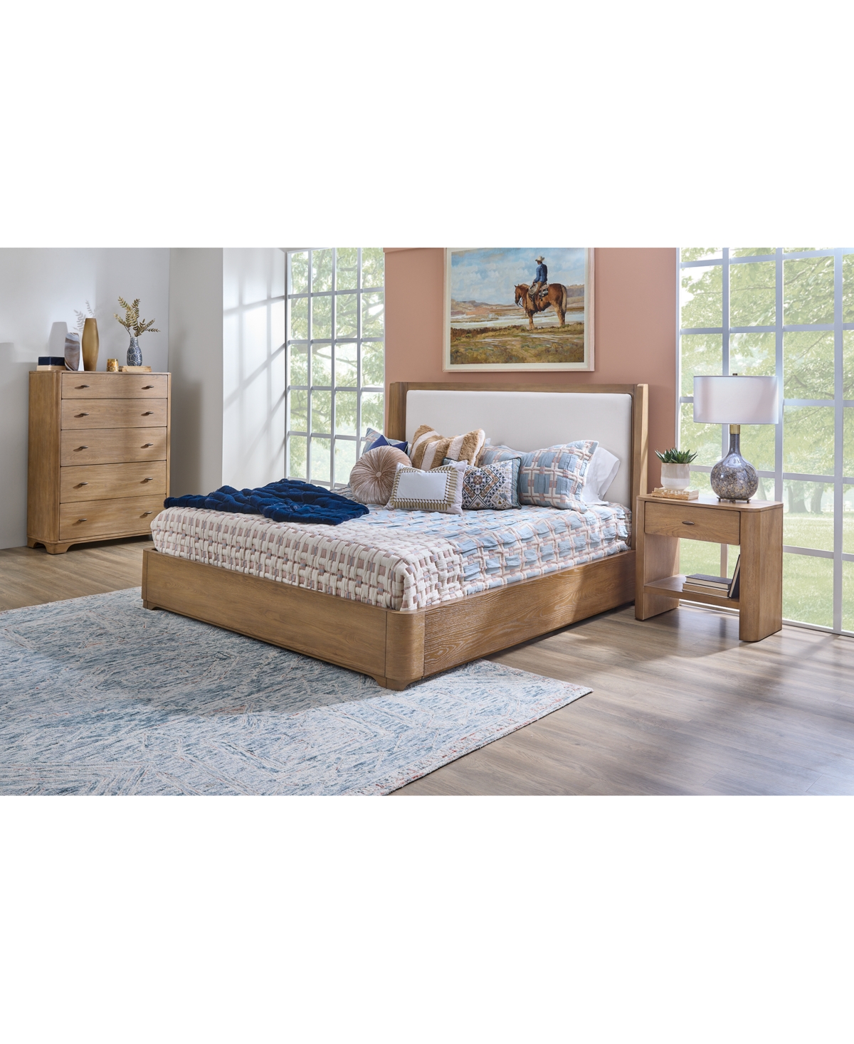 Macy's Nordic 3 Pc. Queen Upholstered Set (bed, Chest & Open Nightstand) In Brown