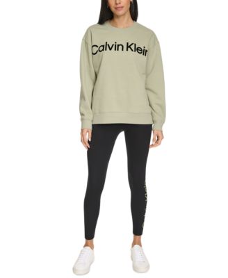 Calvin Klein - Women's Fleece Flocking Crewneck Pullover Top