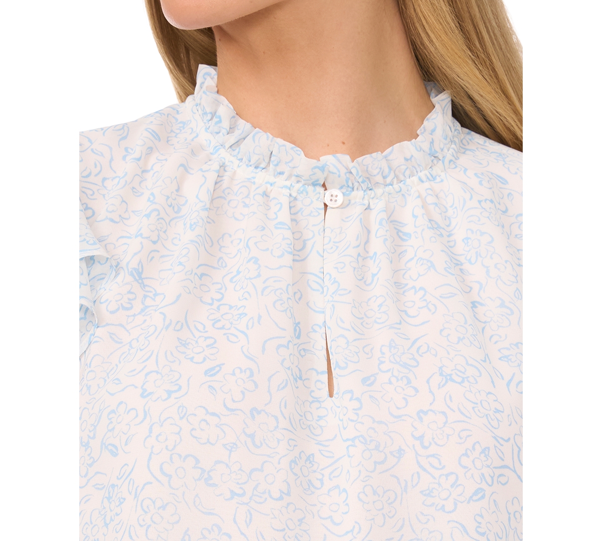 Cece Women's Flutter-sleeve Keyhole-neck Blouse In New Ivory