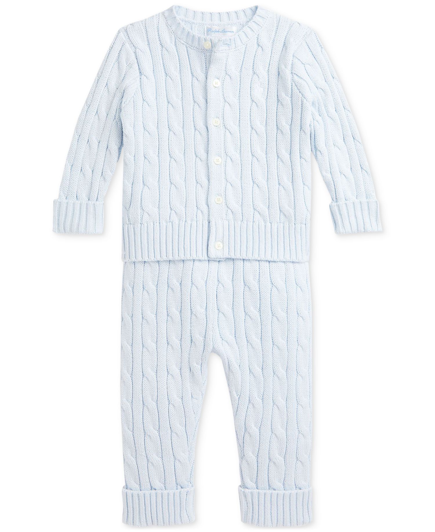 Baby Boys' and Baby Girls' Cable-Knit Cardigan and Pants, 2-Piece Set