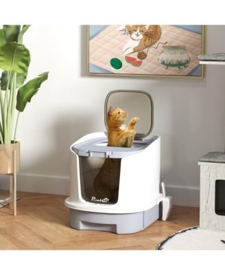 Cat Litter Box, Cove Kitty Litter Box with Lid, Scoop,