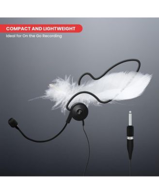 Cardioid Condenser Headset Microphone with Flexible Wired Boom for Belt Pack Mic Systems