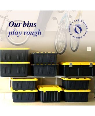 15 Gallon Durabilt Home Storage Container w/Snap Lid, Black/Yellow(2 Pack)