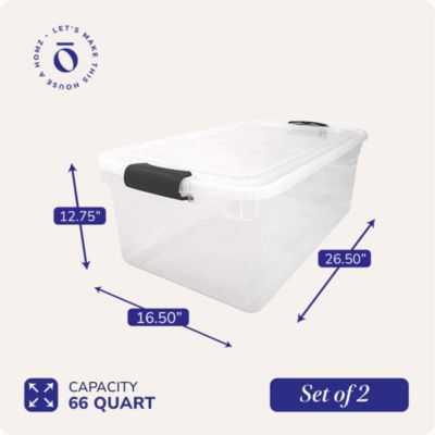 66 Qt Clear Storage Organizing Container Bin with Latching Lids, (2 Pack