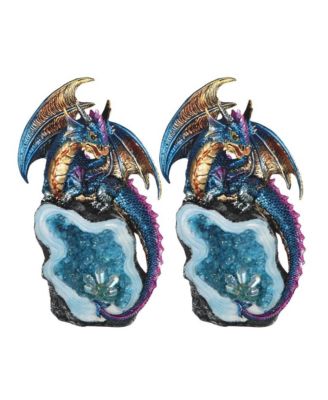 FC Design 2-PC Set" 8"H Colorful Baby Dragon Guarding Blue Faux Crystal ...