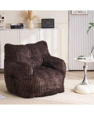 Soft Corduroy Bean Bag Chair with Memory Foam Filling for Living Room