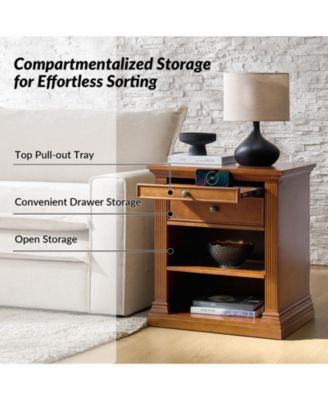 Mulo Traditional Nightstand with Three Ports and Adjustable Shelf