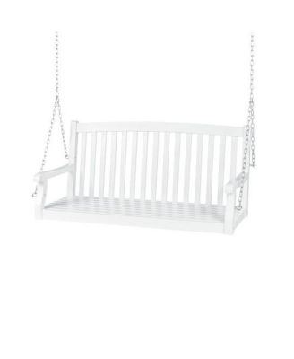 Acacia Wooden Curved Back Hanging Porch Swing Bench with Mounting Chains