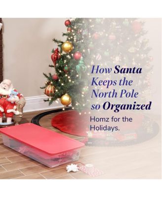 41Qt Clear Plastic Holiday Storage Container with Red Snap Lock Lid, 2 Pk