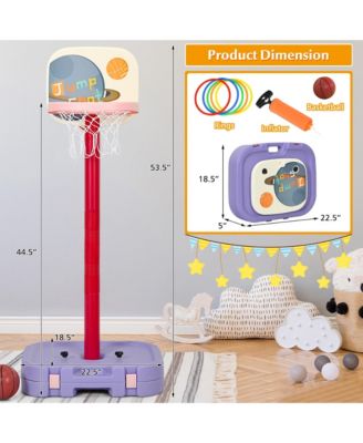 Portable 2 in 1 Kids Basketball Hoop Stand w/ Ring Toss & Storage Box