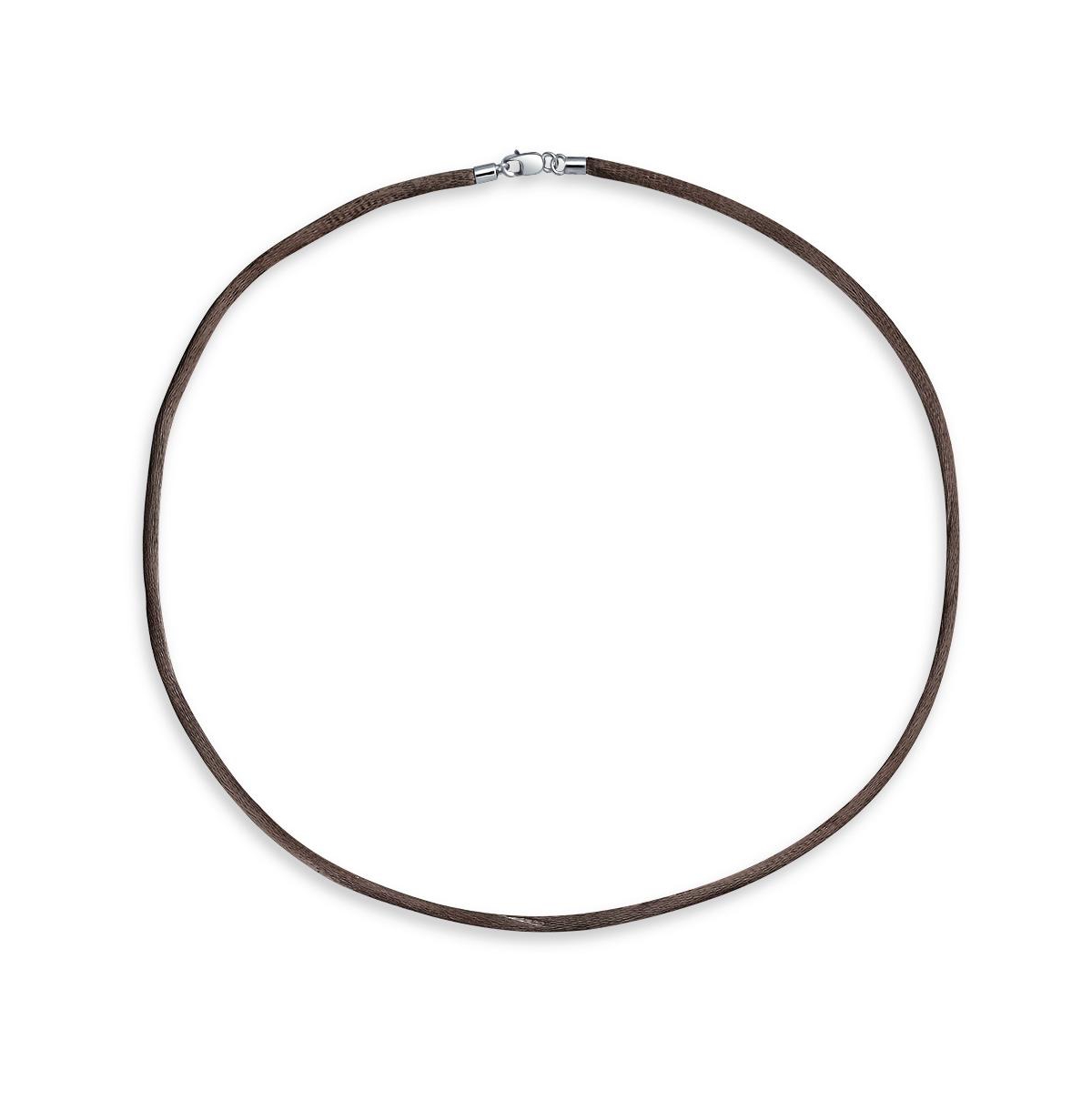 Bling JewelrySilk Cord Chain Necklace with Silver Plated Brass Clasp - Brown