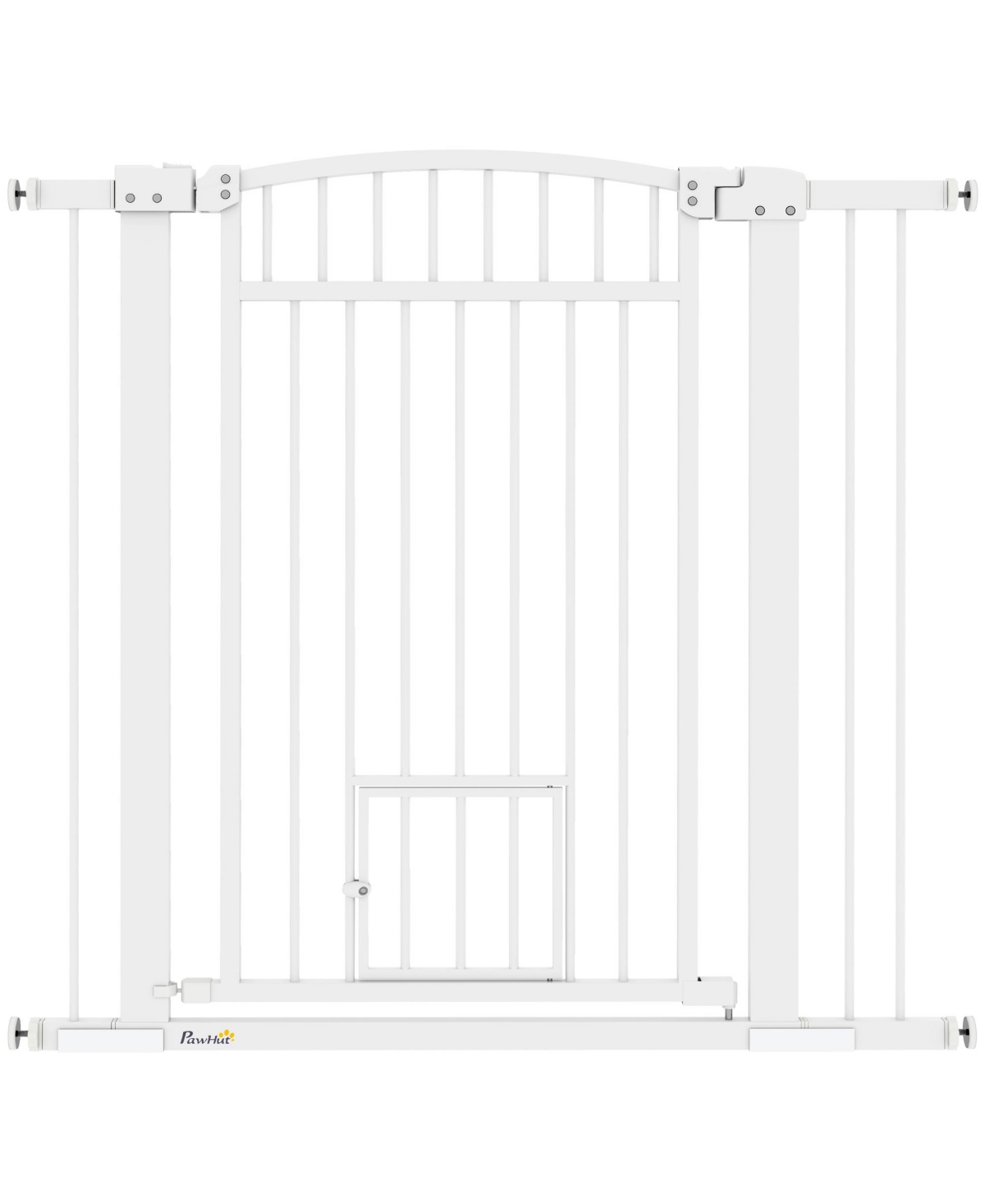 30"-41" Dog Gate w/ Cat Door, 3-Inch & 5.5-Inch Extension Kit, 37" H - White