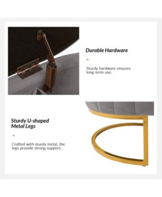 Sara Modern Storage Bench with Metal Legs and Channel Tufted