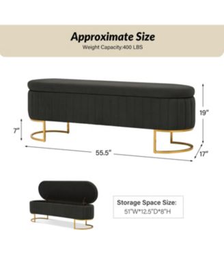Sara Modern Storage Bench with Metal Legs and Channel Tufted