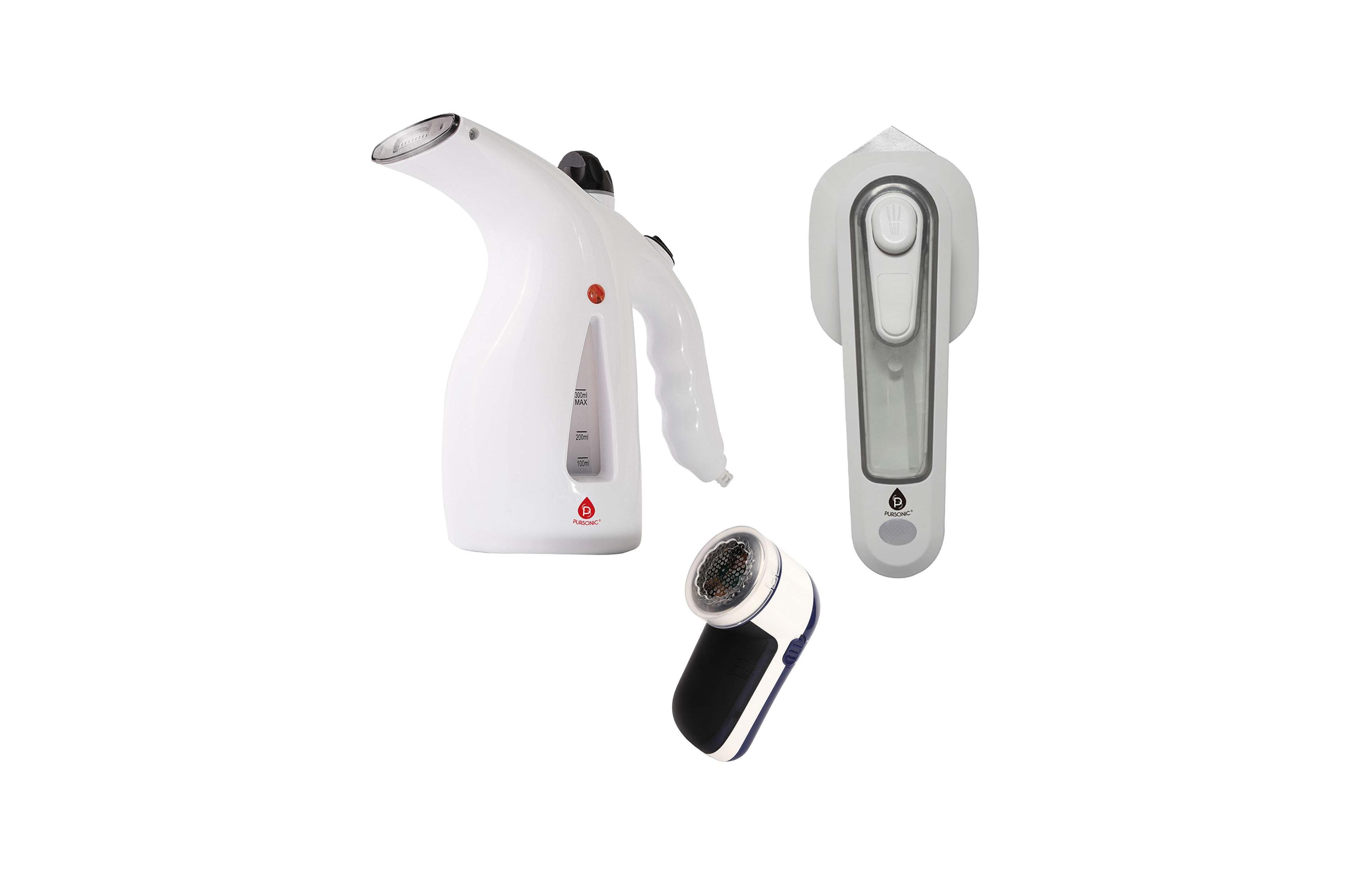 Pursonic Travel-Ready Fabric Care Trio – Steamer, Mini Iron, & Lint Remover