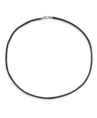 Brown Silk Cord Chain Necklace with Silver Plated Brass Clasp