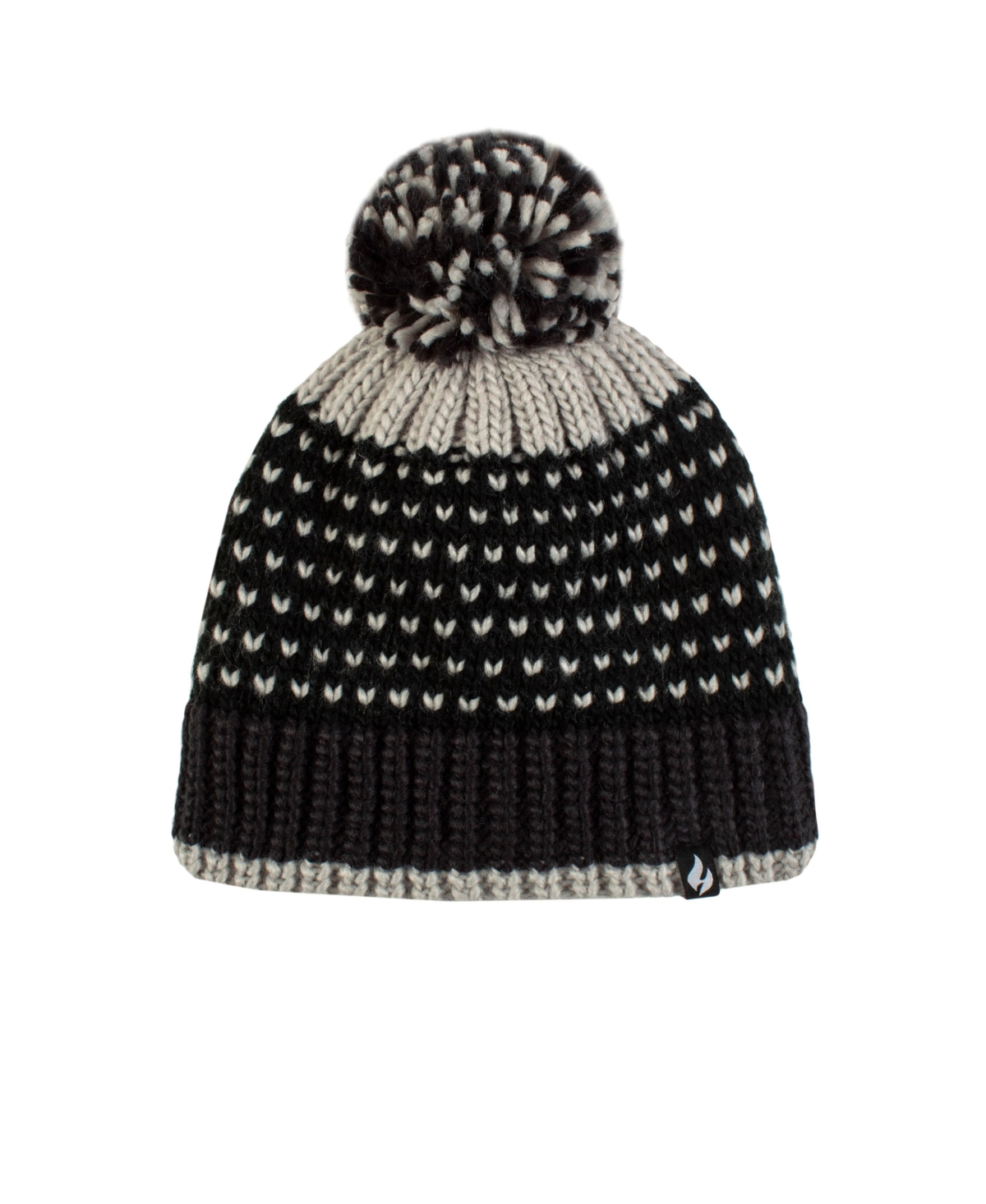 Arles Patterned Pom-Pom Hat - Black/Gray