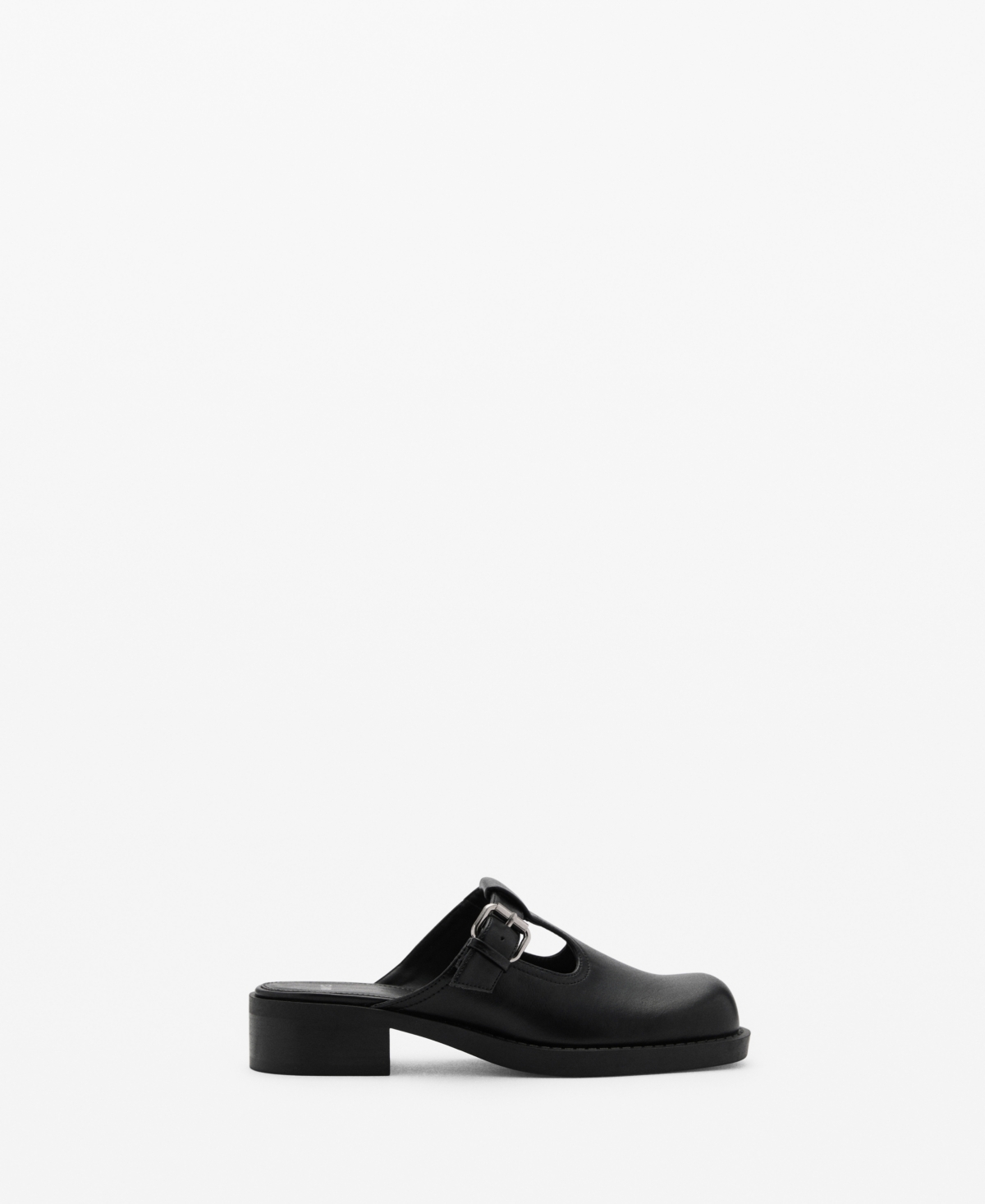 Mango Mule-style Clogs With Buckle Black In Black