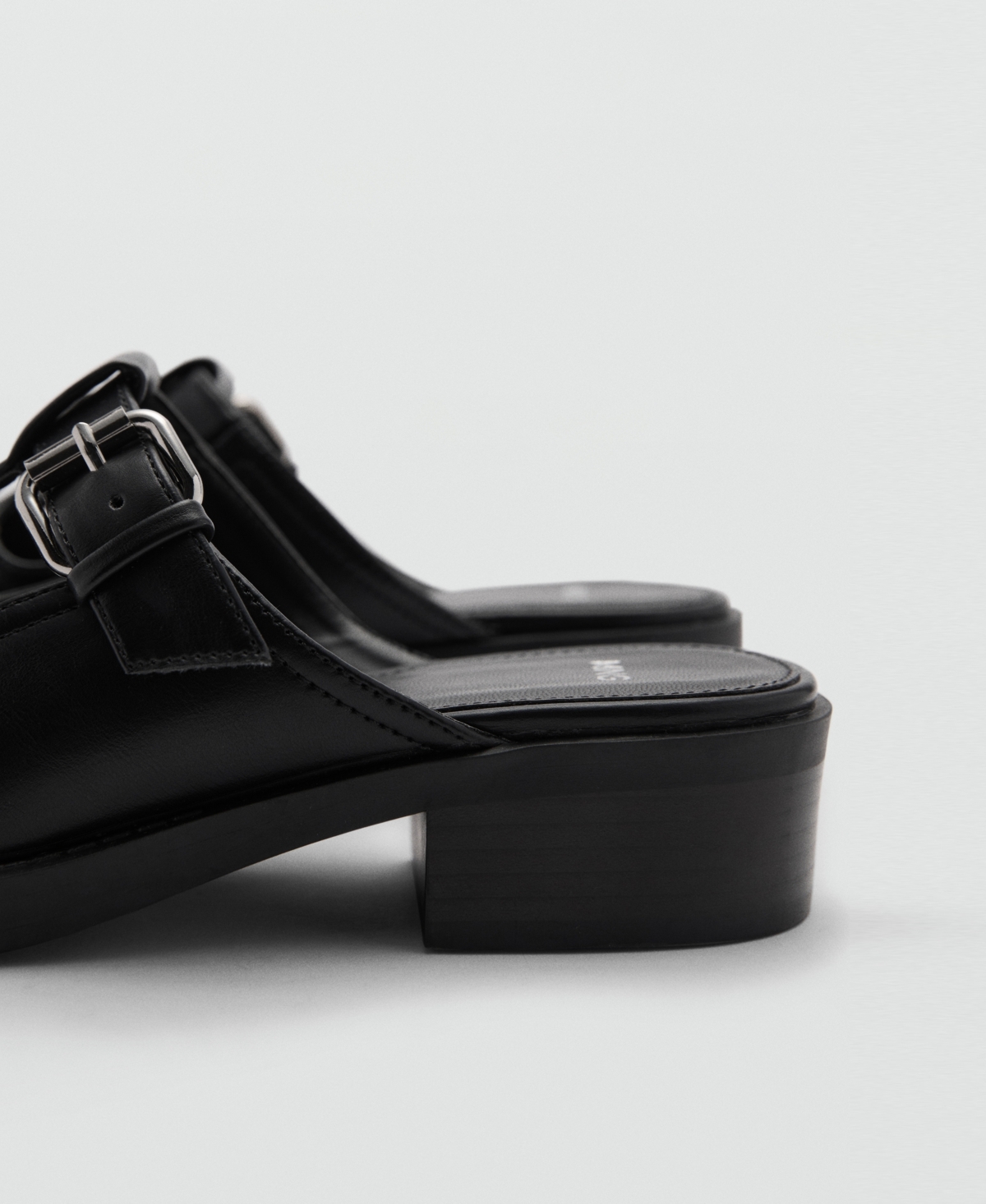Mango Mule-style Clogs With Buckle Black In Black
