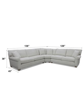 Reiter Fabric 3-Pc. Sectional Sofa, Exclusively at Macy's