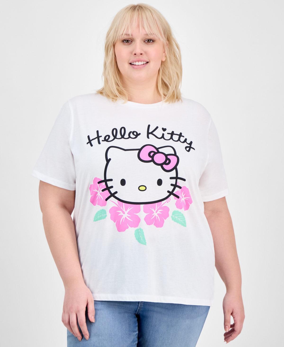 Trendy Plus Size Hello Kitty Tee - White