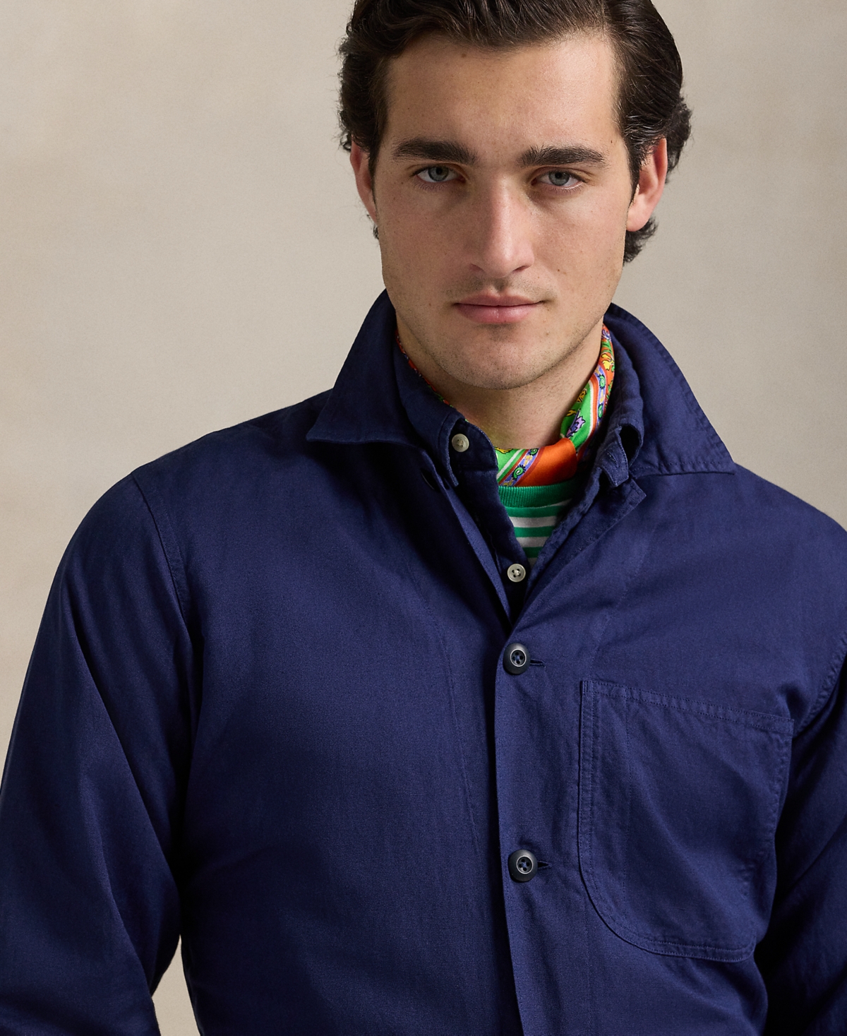 Shop Polo Ralph Lauren Men's Linen-cotton Overshirt In Newport Navy