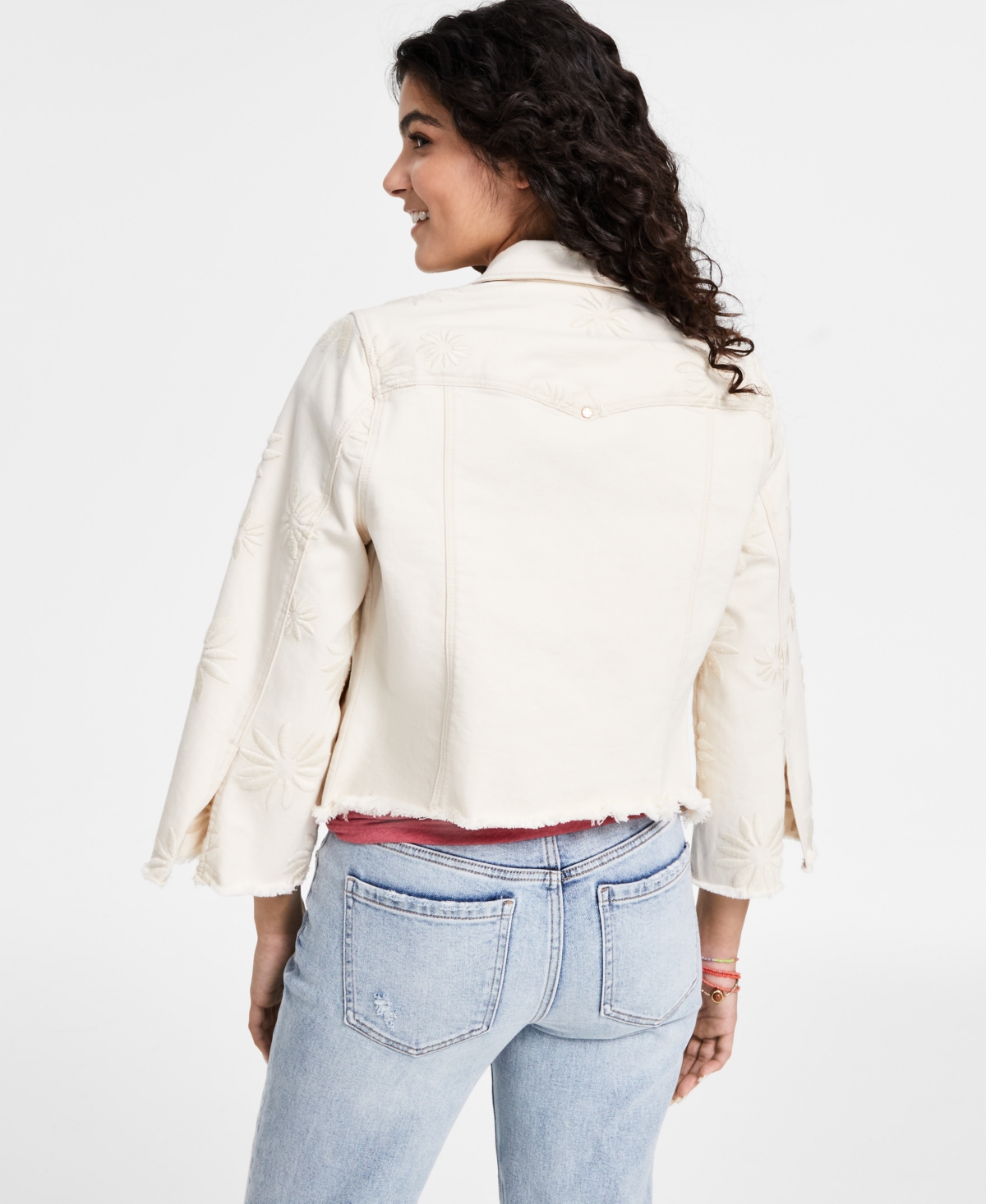 Shop Liverpool Los Angeles Women's Embroidered Floral Jacket In Ecru Abstract Floral