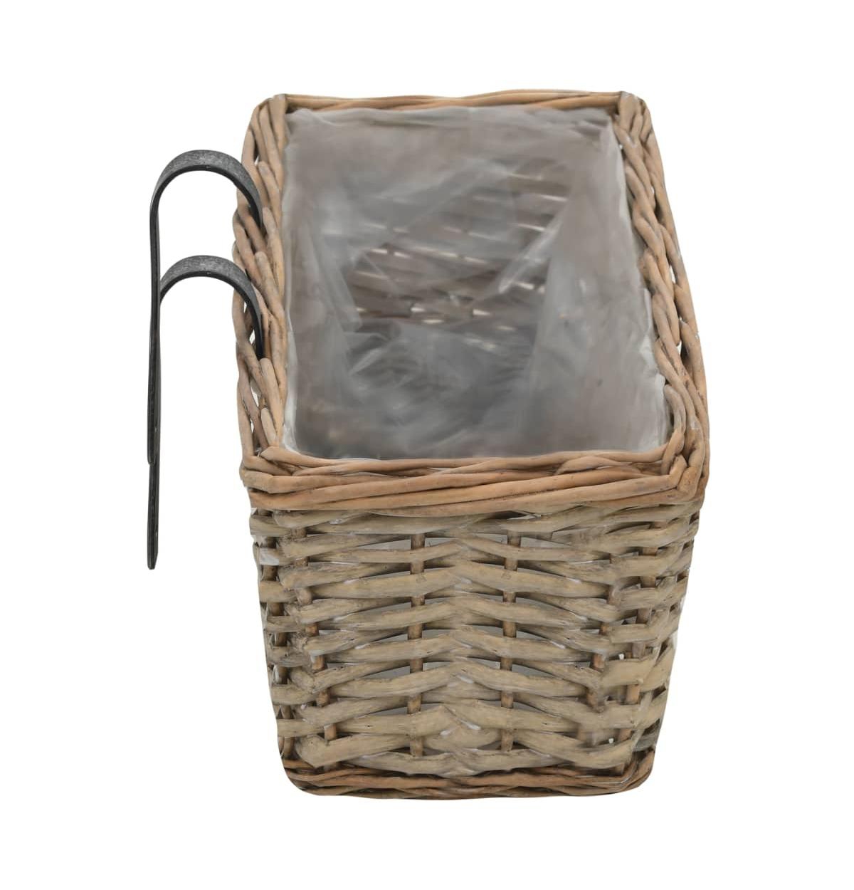 vidaXL Balcony Planter 2 pcs Wicker with Pe Lining