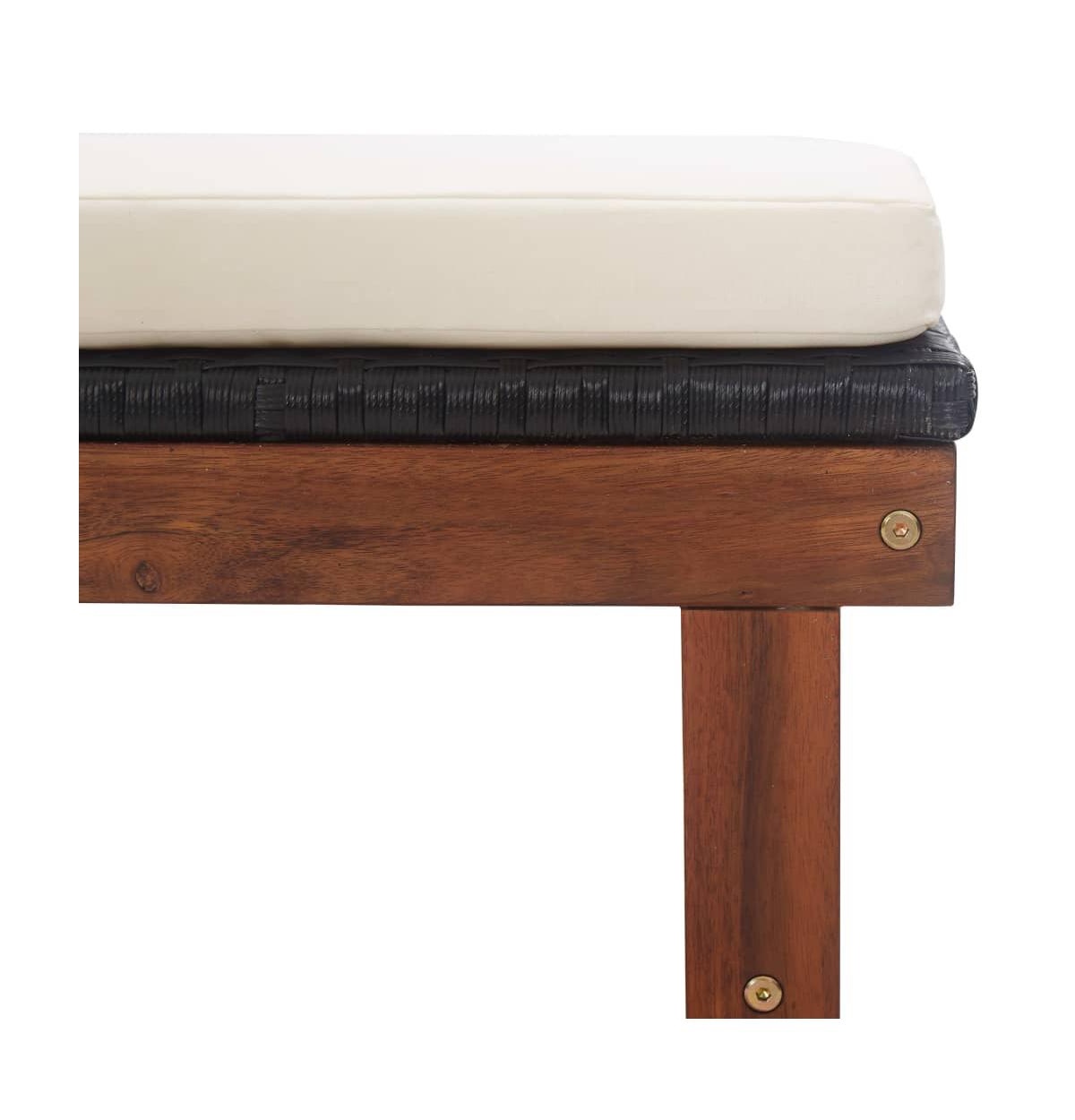 vidaXL Sun Lounger with Cushion Poly Rattan and Solid Acacia Wood- Black