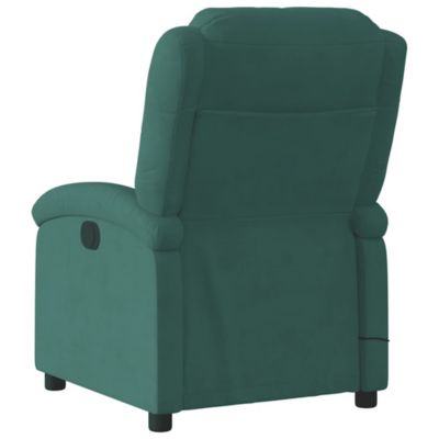 Massage Recliner Chair Dark Green Velvet, Metal, Plywood Medium