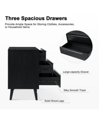 Zahira Mid-Century Modern 3 - Drawer Accent Chest with Solid Wood Handles and Legs