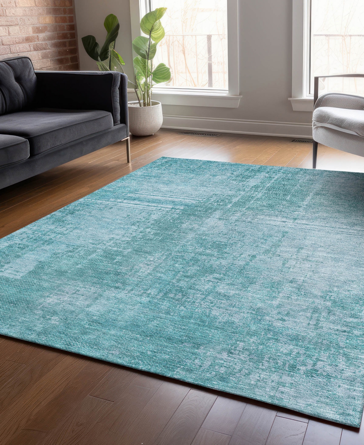 Addison Chantille Machine Washable Acn796 2'6''x3'10'' Area Rug In Aqua