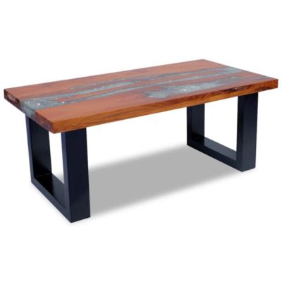 Coffee Table Multicolour Solid teak and mango wood with clear resin