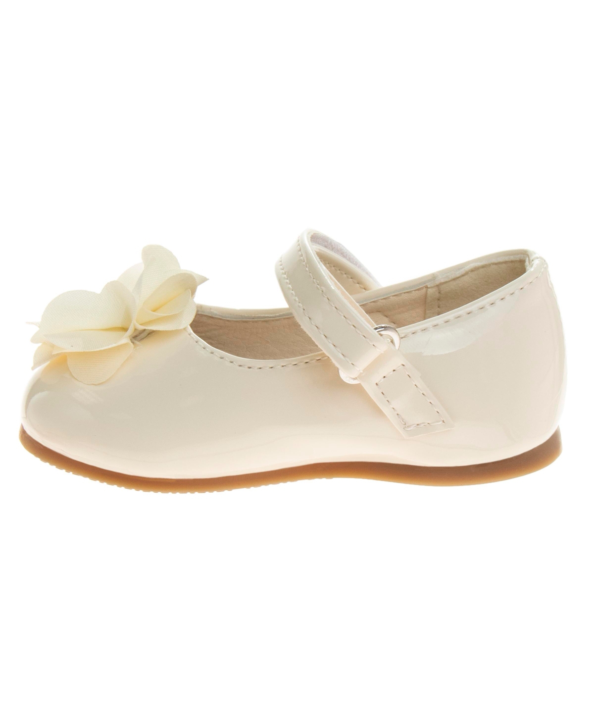 Josmo Infant Hook And Loop Flowery Dress Shoes In Beige Patent