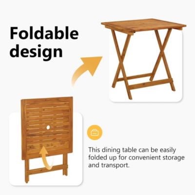 Folding Patio Table 27.6"x27.6"x29.5" Solid Acacia Wood