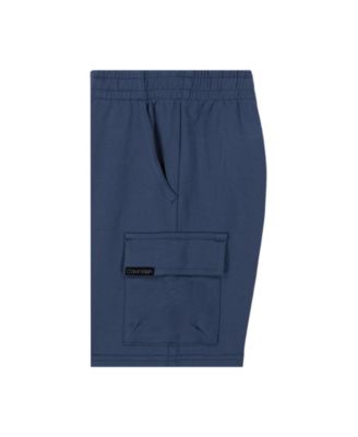 Toddler and Little Boys Slub Jersey Striped Tee and French Terry Cargo Shorts, 2-Piece Set