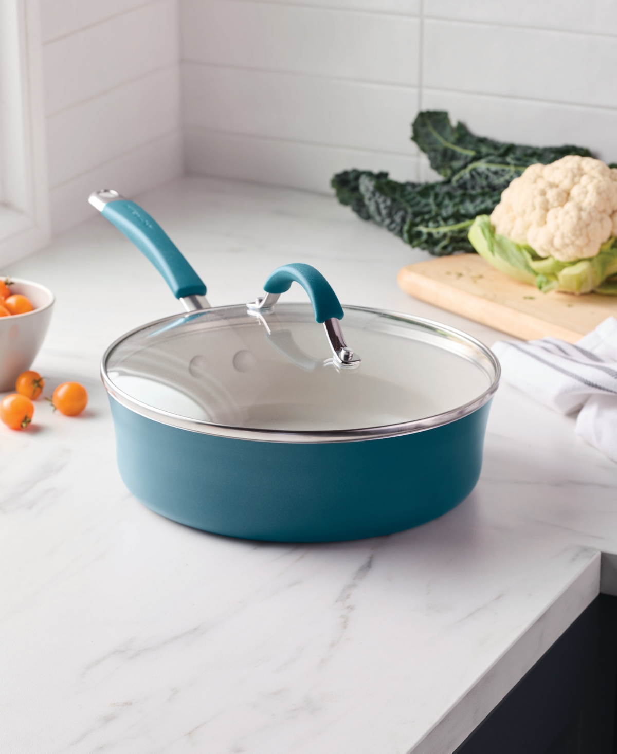 Rachael Ray Cucina Ceramic Nonstick 3-quart Saute Pan With Lid In Marine Blue