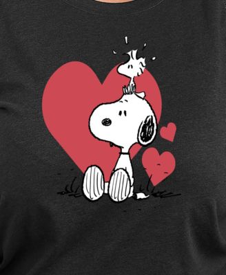 Plus Size Peanuts Snoopy Valentines Day Heart Graphic Crew Neck Top