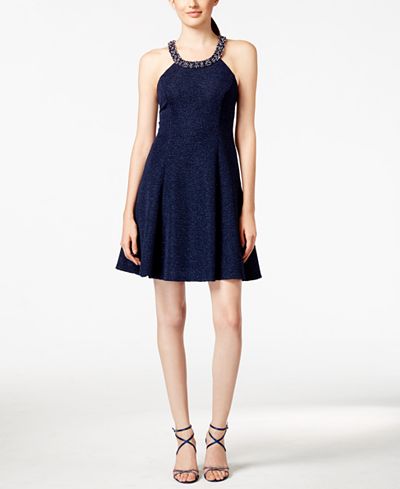 Betsy & Adam Petite Embellished A-line Dress