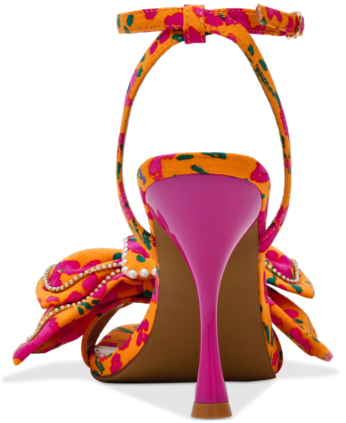 Shop Betsey Johnson Women's Denly Bow Two-piece Stiletto Dress Sandals In Orange Floral